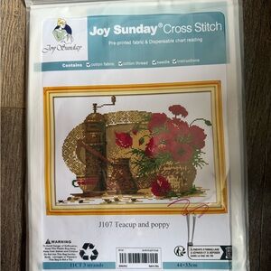 “Teacup And Poppy" Counted Cross Stitch Kit by Joy Sunday - Color Coded Chart AA